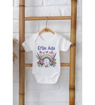 Pia Baby Premium %100 Pamuk İsme Özel Organik Baskılı Çıtçıtlı Bebek Body Zıbın Modelleri 5045-16 (Ekru)
