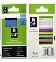 PUUN®Dymo D1 43616 6 mm x 7 mt Muadil Mavi Etikete Siyah Yazı Şerit Etiket Kaseti (Çok Renkli)