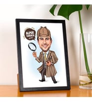 Kişiye Özel Dedektif Erkek Karikatürlü Resim Çerçevesi