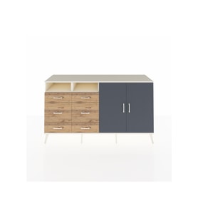 Kronos Konsol 4 Raflı 6 Çekmeceli 2 Kapaklı 176x59x99 Aytaşı-Antrasit/Çam