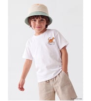 LCW Kids Beyaz Bisiklet Yaka Kaplan Baskılı Erkek Çocuk Tişört