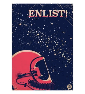 Askere Alın! Eski Uzay Afişi Tablo Ahşap Poster Dekoratif