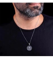 925 Ayar Gümüş Pusula Sembollü Erkek Kolye