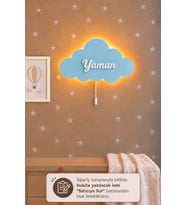 El Boyaması Çocuğun İsmine Özel Rengarenk Ahşap Bulut İsimli Lamba Yıldız Hediyeli Bebek Çocuk Odası