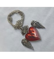 KIRMIZI MİNELİ FEATHERS HEART KOLYE