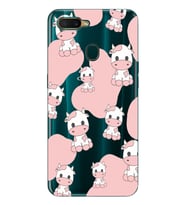 Oppo A5S/AX7/A12 Uyumlu İnek Desenli Şeffaf Telefon Kılıfı