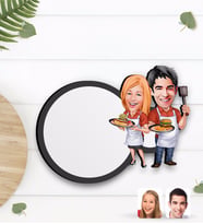BK Gift Kişiye Özel Sevgililer Karikatürlü Ahşap Bardak Altlığı-57