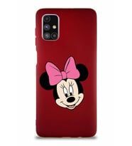 Samsung Galaxy M51 Soft Premier Kapak Minnie Mouse-C Tasarımlı Silikon Kılıf - Mürdüm (Şeffaf)