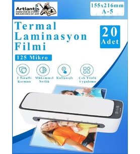 Laminasyon Filmi Parlak A5 20 li 1 Paket 125 Mikron Laminasyon Kaplama Pvc Kaplama Poşeti 20 Adet (Beyaz)