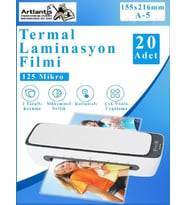 Laminasyon Filmi Parlak A5 20 li 1 Paket 125 Mikron Laminasyon Kaplama Pvc Kaplama Poşeti 20 Adet (Beyaz)