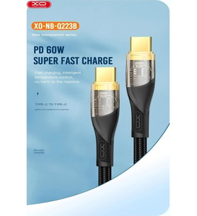 Lexroo NB-Q223B Type-C to Type-C Kablo 1,2m – 60W Hızlı Şarj ve 5Gbps Veri Aktarımı Siyah