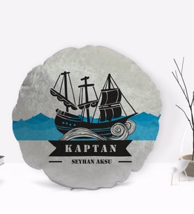 BK Gift Kişiye Özel İsimli Kaptan Tasarımlı Dekoratif Kırlent Yastık-8