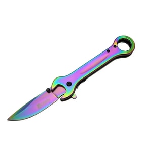 8000A Anahtar Görünümlü Renkli Kamp Çakı 19 cm - Otomatik, Metal Sap