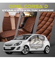 Opel Corsa D Kahverengi Renk Tay Tüyü Cepli & Terletmez Sırtlı Oto Koltuk Minder Seti - Koltuk Koruma Kılıfı (ÖN & ARKA TAM SET)