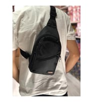 YCLSHOP Erkek Çapraz Çanta Keten Kumaş Omuz Askılı Spor Çanta-Siyah