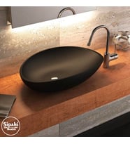 Sipahi Marble Bazalt Siyah Tasarım Kayık Lavabo