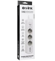 S-link SPG03TC 5V2.4A 1.5m 3x1.00mm 100 yüzde Bakır 750 Joule 3 lü Anahtarlı Akım Korumalı Beyaz Priz