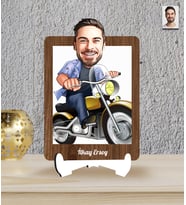 Kişiye Özel Motorcu Temalı Karikatür Ahşap Biblo