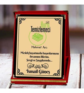 Kuru Temizlemeci Baskılı Plaket (1. Tasarım)  Kişiye Özel (Kırmızı)