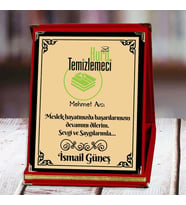 Kuru Temizlemeci Baskılı Plaket (1. Tasarım)  Kişiye Özel (Kırmızı)