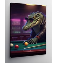 Kanvas Tablo Bilardo Oynayan Timsah