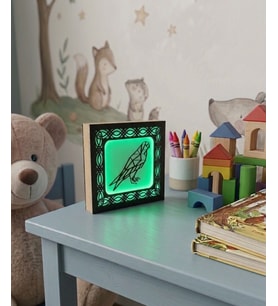 Geometrik Kuş Tasarımlı Dekoratif Led Işıklı Ahşap Gece Lambası