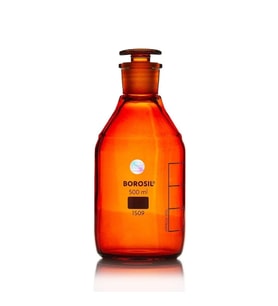 Borosil Amber Cam Tıpalı Şişe 500ML %100 Borosilikat Şilifli Miyar Şişesi