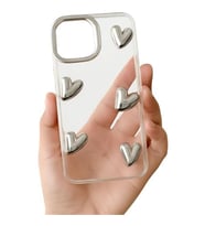 Coverzone ?Phone 16 Pro ile Uyumlu Y�ksek Kalite G�m�? Kalp Detayl? Kamera Korumal? ?effaf K?l?f-Gm?f
