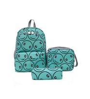 Superbag Kız Erkek Çocuk Ilkokul Çantası Smile Desenli Sırt Çantası Beslenmelik Ve Kalemlik 3'lü Set (Su Yeşili)