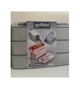Gondol Layer Lunch Box Kilitli Kat Kat Beslenme Kutusu Çatal Kaşıklı