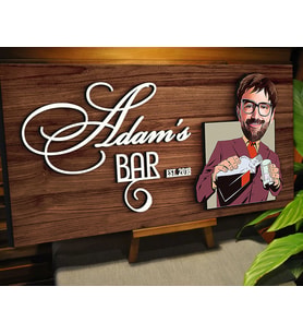 BK Gift Kişiye Özel Karikatürlü Kabartma Tasarım Ceviz Ahşap Bar Tabelası, Home Bar Tabela, Rustik Ev Dekorasyonu, Duvar Dekoru-7