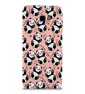 Samsung Galaxy J4 Plus Uyumlu Lansman Kılıf Panda Tasarımlı İçi Kadife Kapak-Pembe (Şeffaf)