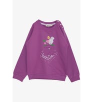 Breeze Kız Çocuk Sweatshirt Cepli Çiçek Baskılı 1-4 Yaş, Eflatun