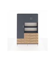 Arges Dolap 8 Raflı 6 Çekmeceli 3 Kapaklı 132x30x195 Antrasit-Antrasit/Çam