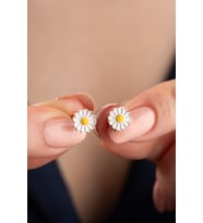 925 Ayar Gümüş Rose Papatya Küpe