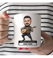 En Başarılı Saz Sanatçısı Müzisyen Erkek Karikatürlü Kupa Bardak