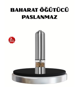 Modern Otomatik Baharat Öğütücü Seti – Pilli, Paslanmaz Çelik, LED Aydınlatmalı