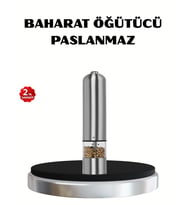 Modern Otomatik Baharat Öğütücü Seti – Pilli, Paslanmaz Çelik, LED Aydınlatmalı