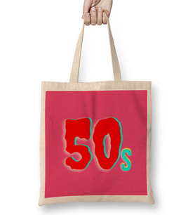 50s Vintage   Retro   Design Slogan Style Art- Tv Kid Movies Bez Çanta Uzun Saplı
