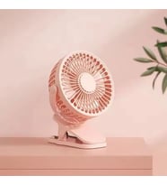 Masaüstü Şarjlı Fan Klipsli 360 Derece Dönebilen Vantilatör Soğutucu Klima Mandallı (Pembe)