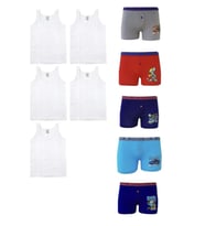 Erkek Çocuk 5 Atlet 5 Desenli Boxer Pamuklu Likralı Terletmez Takım