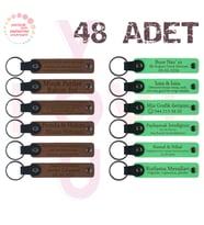 A Kahve & Fıstık Yeşili, Okul Tanıtımı İçin 48'li Set, Üzeri Yazılı Kişisel Promosyonel Anahtarlık