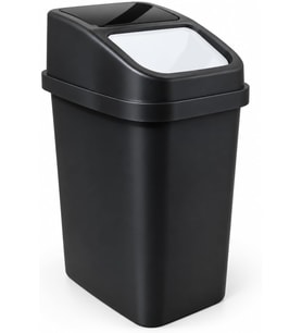 L Sallanır Kapaklı Plastik Çöp Kovası, Siyah