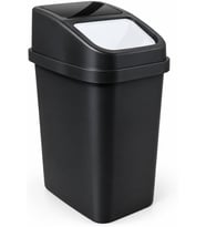 L Sallanır Kapaklı Plastik Çöp Kovası, Siyah