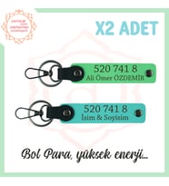 Turkuaz-F Yeşil, Adınıza Özel 2'li Anahtarlık, Bolluk Dolu Sayılar, 520 741 8 Enerji ve Huzur Getir (Çok Renkli)