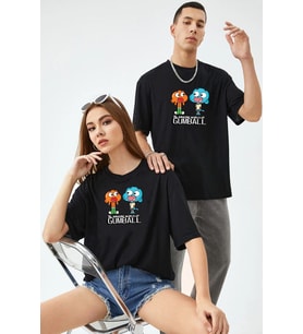 Sevgili Tshirt Çift Kombini Gumball (Siyah)