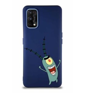 Realme 7 Pro Soft Premier Kapak Plankton Tasarımlı Silikon Kılıf - Lacivert (Şeffaf)