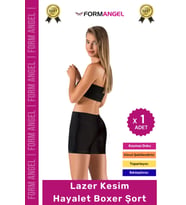 #Korse Toparlayıcı Vücut Şekillendirici Kaymaz Dikişsiz İz Göstermez Lazer Kesim Boxer Şort - 1 Adet (Siyah)