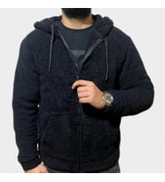 Erkek Siyah Fermuarlı Peluş Hırka