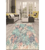 Dijital Kaymaz Taban Yıkanabilir Modern Renkli Salon Halısı Mutfak Halısı Yolluk ND-HT-110 (Mavi)